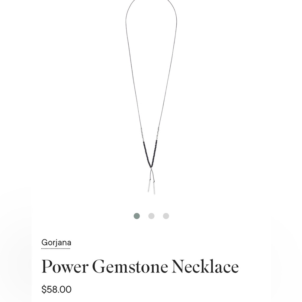 NWOT Gorjana Power Gemstone Necklace adjustable in silver and black onyx